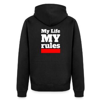 Ma vie Mes règles - Veste à capuche bio Premium Unisexe - noir - Dos - Nico (187cm)