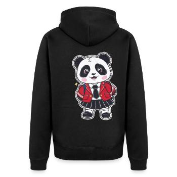 Panda kawaii vêtu d’un uniforme scolaire traditionnel - Veste à capuche bio Premium Unisexe - noir - Dos - Nico (187cm)