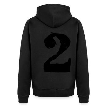 Maillot numéro 2 - Veste à capuche bio Premium Unisexe - noir - Dos - Nico (187cm)