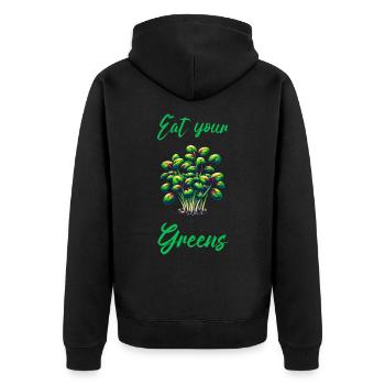 Eat Your Greens Farmer Gardener Microgreen Grower - Unisex Premium Bio Zip Hoodie - Schwarz - Hinten - Nico (187cm)