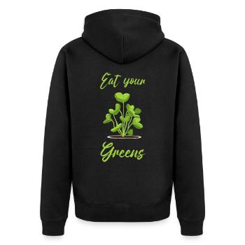 Eat Your Greens Farmer Gardener Microgreen Grower - Unisex Premium Bio Zip Hoodie - Schwarz - Hinten - Nico (187cm)