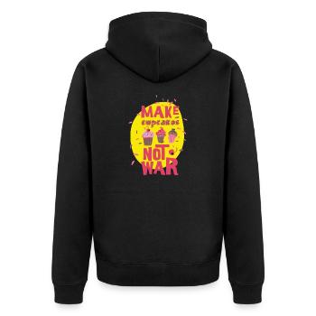 Cupcakes not war - Mach Kuchen statt Krieg- Spaß - Unisex Premium Bio Zip Hoodie - Schwarz - Hinten - Nico (187cm)