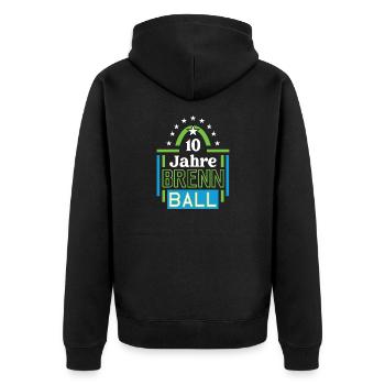 Brennball Jubiläum 10 Jahre Trainer Spieler Jubi - Unisex Premium Bio Zip Hoodie - Schwarz - Hinten - Nico (187cm)