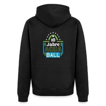 Aquaball Jubiläum 10 Jahre Trainer Spieler Jubi - Unisex Premium Bio Zip Hoodie - Schwarz - Hinten - Nico (187cm)