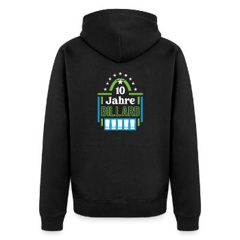 Billard Jubiläum 10 Jahre Trainer Spieler Jubi - Unisex Premium Bio Zip Hoodie - Schwarz - Hinten - Nico (187cm)