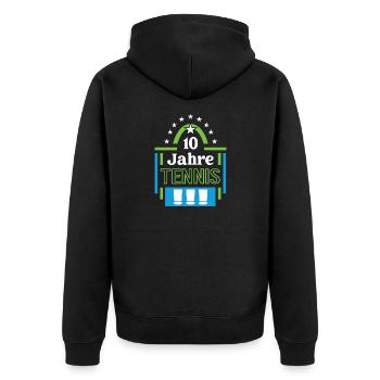 Tennis Jubiläum 10 Jahre Trainer Spieler Verein - Unisex Premium Bio Zip Hoodie - Schwarz - Hinten - Nico (187cm)