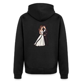 Couple Wedding Bride Groom - Unisex Premium Organic Zip Hoodie - black - Back - Nico (187cm)