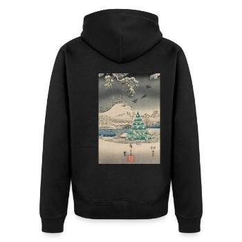 Christmas tree in snowy landscape - Unisex Premium Organic Zip Hoodie - black - Back - Nico (187cm)