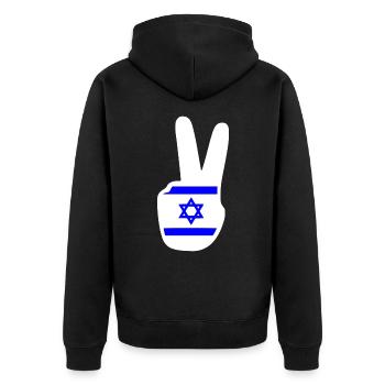 Israel - Unisex Premium Organic Zip Hoodie - black - Back - Nico (187cm)