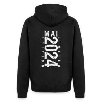 Mai 2024 Mai cadeau anniversaire May 2024 - Veste à capuche bio Premium Unisexe - noir - Dos - Nico (187cm)