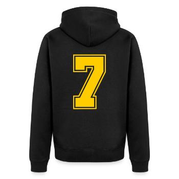 7 - Unisex Premium Organic Zip Hoodie - black - Back - Nico (187cm)