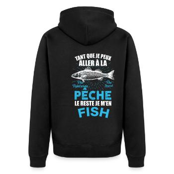 Pêcheur humour je m'en fish Citation Papa - Veste à capuche bio Premium Unisexe - noir - Dos - Nico (187cm)