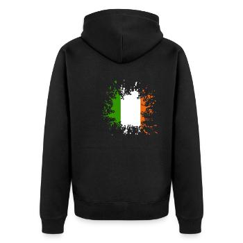Ireland Splash - Unisex Premium Bio Zip Hoodie - Schwarz - Hinten - Nico (187cm)