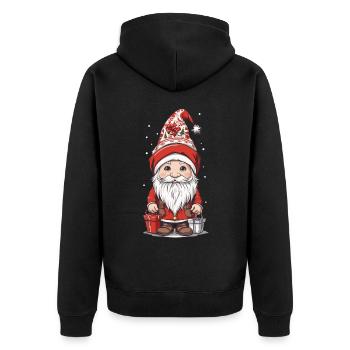 Nordischer Weihnachtswichtel Gnom Elf Weihnachten - Unisex Premium Bio Zip Hoodie - Schwarz - Hinten - Nico (187cm)