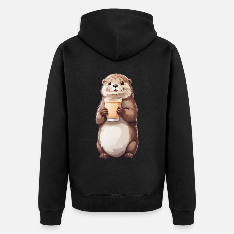 Otter Latte Lover Coffee Design - Veste à capuche bio Premium Unisexe - noir