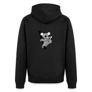 koala bär - Unisex Premium Bio Zip Hoodie - Schwarz - Hinten - Nico (187cm)