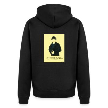 Ein Wunder oder kein Wunder? - Sprüche Leben - Unisex Premium Bio Zip Hoodie - Schwarz - Hinten - Nico (187cm)