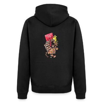 Zurück zur Schule. - Unisex Premium Bio Zip Hoodie - Schwarz - Hinten - Nico (187cm)