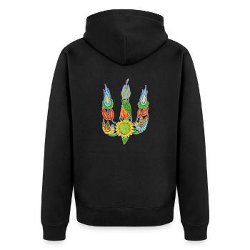 Trident ukrainien, motif floral, symbole UA. - Veste à capuche bio Premium Unisexe - noir - Dos - Nico (187cm)