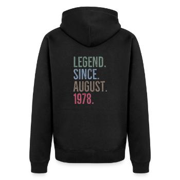 Légende depuis août 1978 - Veste à capuche bio Premium Unisexe - noir - Dos - Nico (187cm)