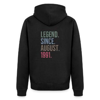 Légende depuis août 1991 - Veste à capuche bio Premium Unisexe - noir - Dos - Nico (187cm)