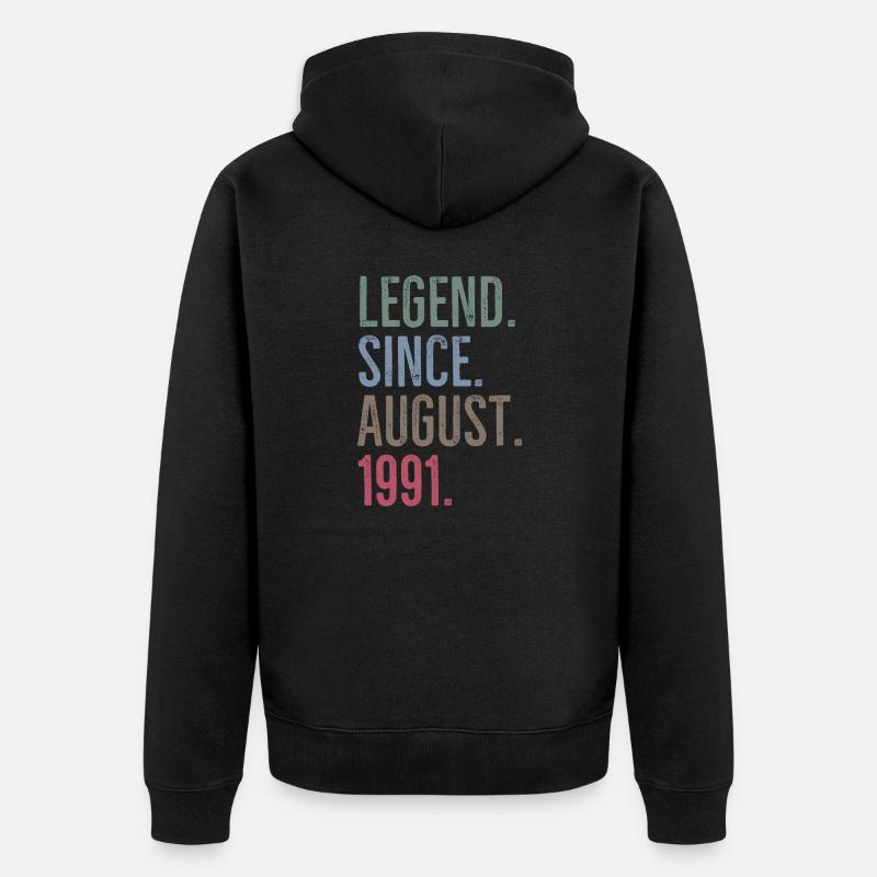 Légende depuis août 1991 - Veste à capuche bio Premium Unisexe - noir