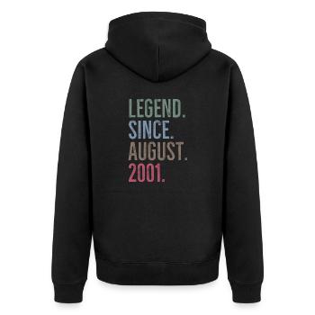 Legende seit August 2001 - Unisex Premium Bio Zip Hoodie - Schwarz - Hinten - Nico (187cm)