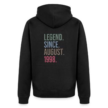 Legend Since August 1998 - Unisex Premium Organic Zip Hoodie - black - Back - Nico (187cm)