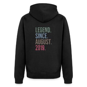 Legend Since August 2019 - Unisex Premium Organic Zip Hoodie - black - Back - Nico (187cm)