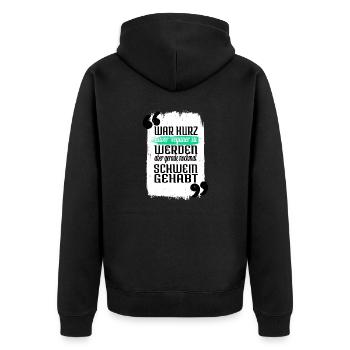 lustiger spruch essen geburtstagsgeschenkidee - Unisex Premium Bio Zip Hoodie - Schwarz - Hinten - Nico (187cm)