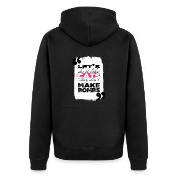 fun sayings heart quote flower power global peace - Unisex Premium Bio Zip Hoodie - Schwarz - Hinten - Nico (187cm)