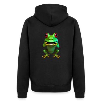 frosch hockend frei - Unisex Premium Bio Zip Hoodie - Schwarz - Hinten - Nico (187cm)