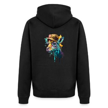 Tête de girafe colorée avec chapeau et lunettes tendance - Veste à capuche bio Premium Unisexe - noir - Dos - Nico (187cm)