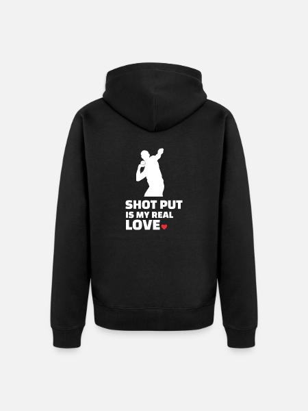 I love shot put. - Unisex Premium Organic Zip Hoodie - black