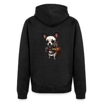 Steampunk Chihuahua - Unisex Premium Organic Zip Hoodie - black - Back - Nico (187cm)