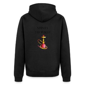 Shishatroniker - Unisex Premium Bio Zip Hoodie - Schwarz - Hinten - Nico (187cm)