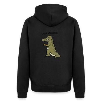 Späterer Alligator - Unisex Premium Bio Zip Hoodie - Schwarz - Hinten - Nico (187cm)