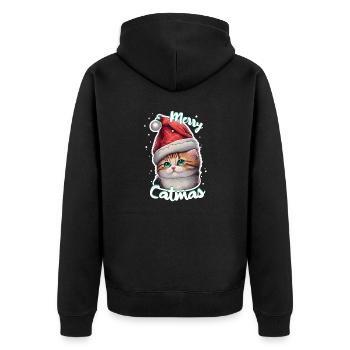 Merry Catmas - Unisex Premium Organic Zip Hoodie - black - Back - Nico (187cm)