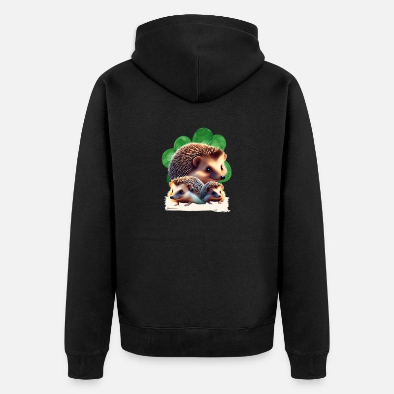 Hérisson - Groupe de hérissons - Veste à capuche bio Premium Unisexe - noir