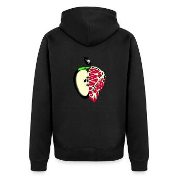 Obst statt Fleisch | Reduzierter Fleischkonsum - Unisex Premium Bio Zip Hoodie - Schwarz - Hinten - Nico (187cm)