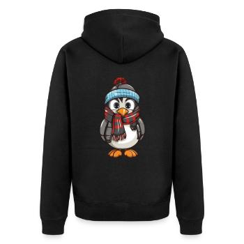 Penguin Comic Winter - Unisex Premium Organic Zip Hoodie - black - Back - Nico (187cm)