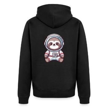 Cute sloth in astronaut suit, outer space - Unisex Premium Organic Zip Hoodie - black - Back - Nico (187cm)