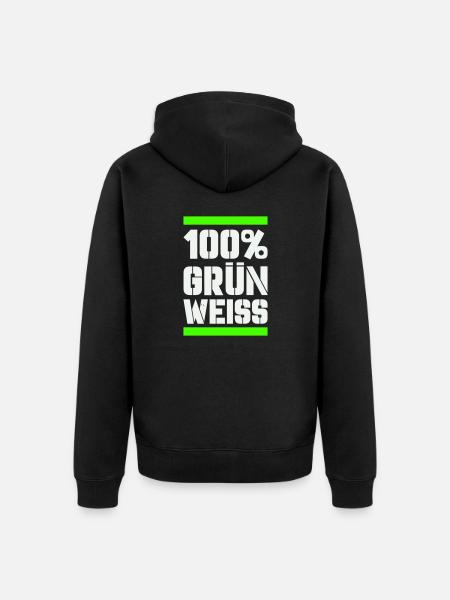 100 vert blanc - Veste à capuche bio Premium Unisexe - noir