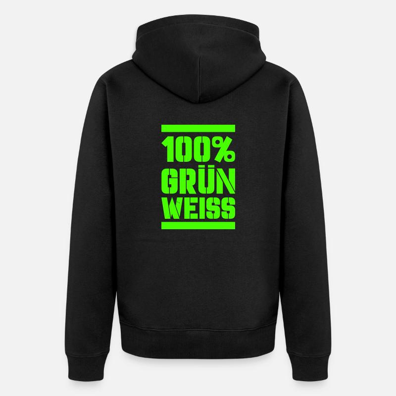 100 vert blanc - Veste à capuche bio Premium Unisexe - noir