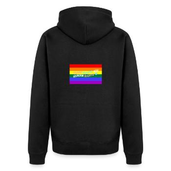 Trans Rights Are Human Rights - trans equality - Unisex Premium Bio Zip Hoodie - Schwarz - Hinten - Nico (187cm)