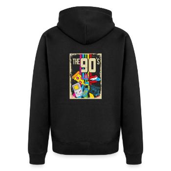 Die 90er - Unisex Premium Bio Zip Hoodie - Schwarz - Hinten - Nico (187cm)