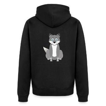 Loup de dessin animé - Veste à capuche bio Premium Unisexe - noir - Dos - Nico (187cm)