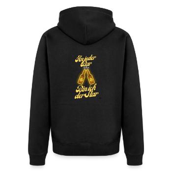 Malle an jeder Bar bin ich der Star - Unisex Premium Bio Zip Hoodie - Schwarz - Hinten - Nico (187cm)
