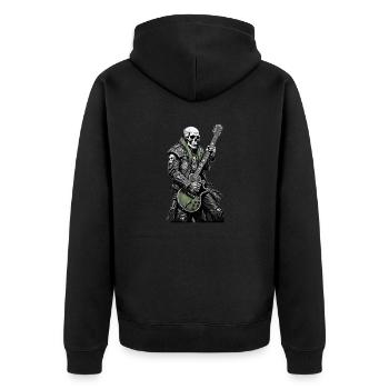 Skull Heavy Metal Guitarist green Hair - Unisex Premium Bio Zip Hoodie - Schwarz - Hinten - Nico (187cm)