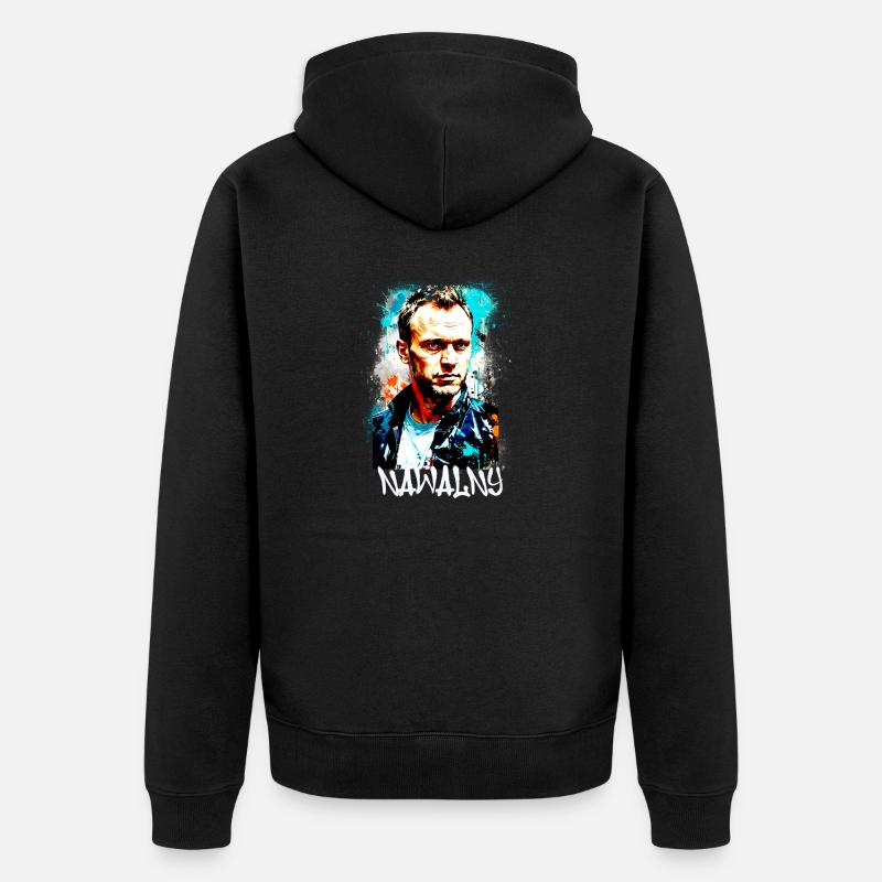 héros,navalny,graffiti,drapeau,russie - Veste à capuche bio Premium Unisexe - noir